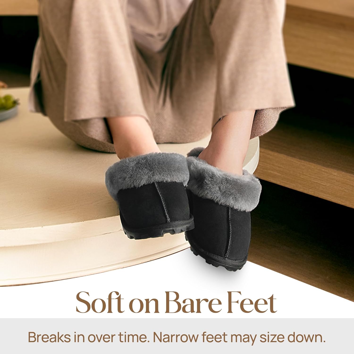 WaySoft Women's Genuine Australian Sheepskin Slippers, 18mm Wool Pile, Memory Foam, Durable Anti-Slip EVA Sole - Image 5