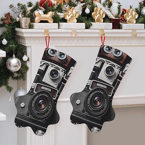 Miniatura 8 de Retro Cool Camera Collection Medias de Navidad para mascotas, gran capacidad, forma de pata de gato, perro, medias de Navidad, decoraciones