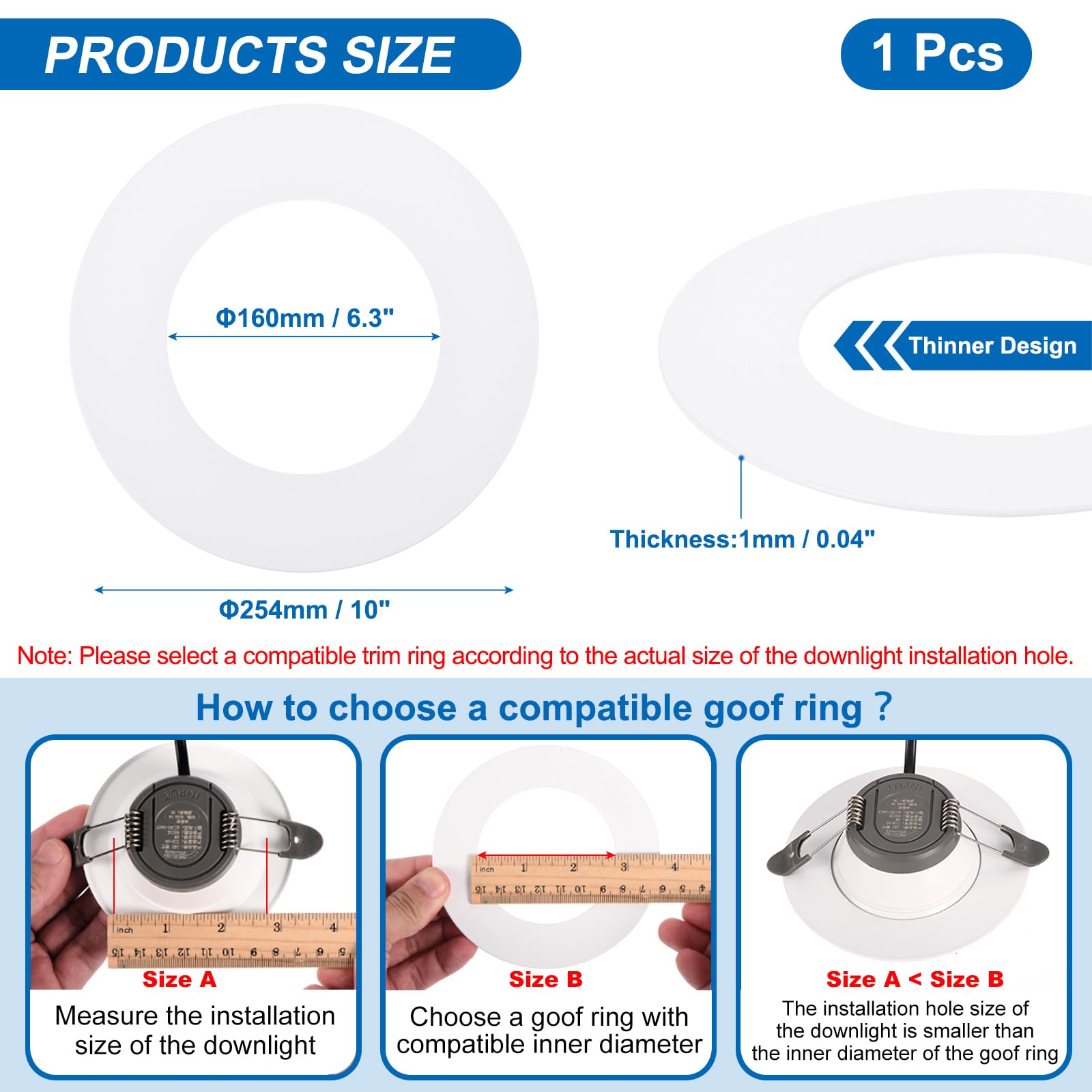 PATIKIL Goof Rings for 10 Inch Recessed Can Lighting Down Light, 1 Pcs Metal Goof Trim Rings Cover, Outer Diameter 10-inch - Image 2