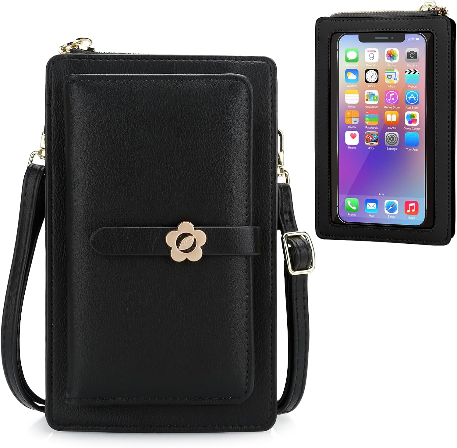 DOB SECHS Leather Small Phone Wallet Purse Cross Body for Women with Mini Coin Bag Pouch Travel Side Purses