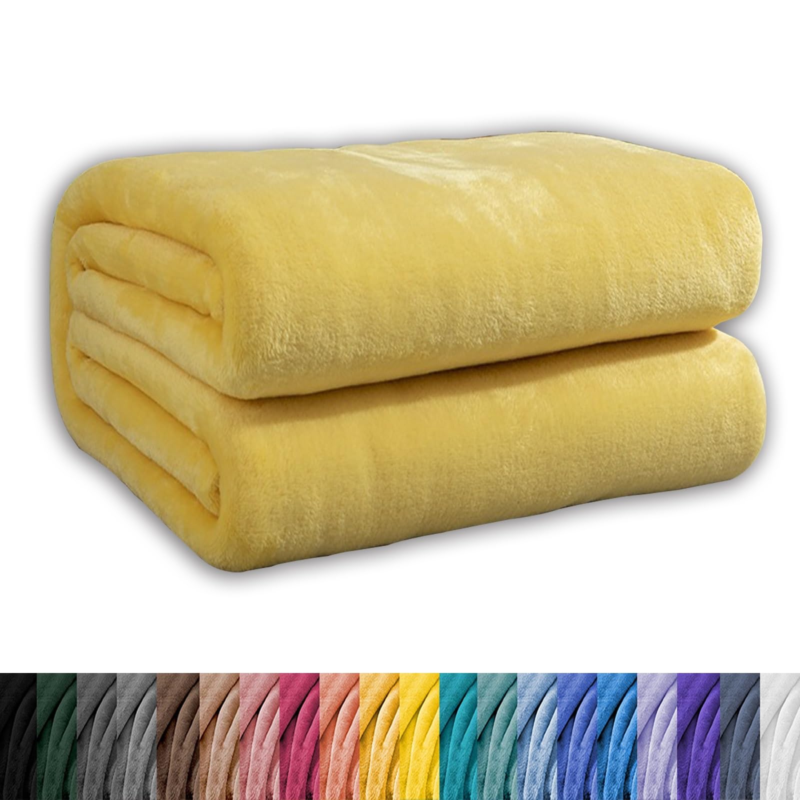Duży Miękki Koc Polarowy 160 x 220 cm Miękki Przytulny Kocyk Wykonany 100% Poliestru Ciepły Narzuta Na Sofę, Narzuta Na Łóżko Na Każdą Porę Roku, Kanapy, Fotel, Żółty