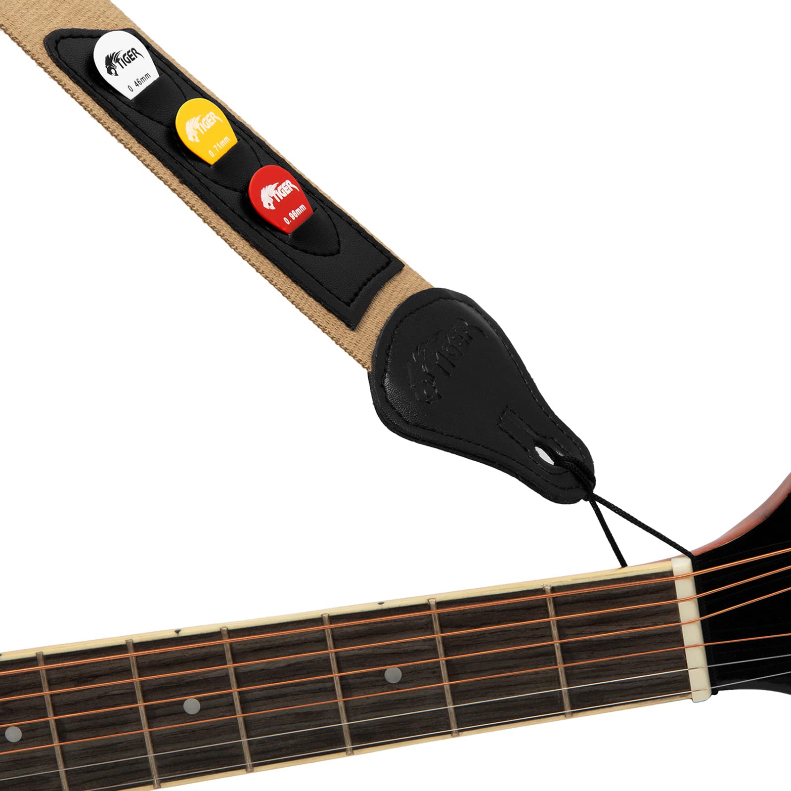 Tiger Sangle De Guitare Acoustique Classique Et Espagnole Noir