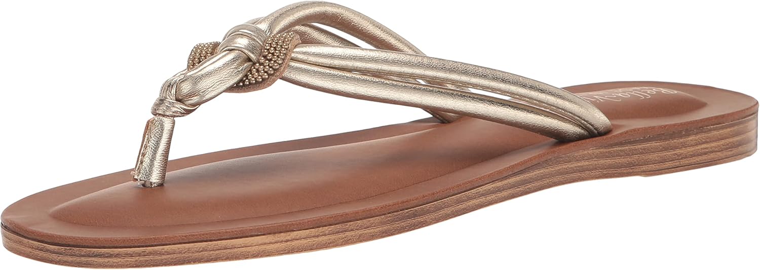 Bella Vita Made in Italy Women's Zev-Italy Flat Sandal, Champagne, 8.5 Narrow