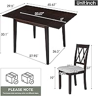 Vista 2 de P PURLOVE Juego de comedor de cocina de 3 piezas, juego de mesa de comedor de madera con mesa de comedor de hoja abatible y 2 sillas de comedor