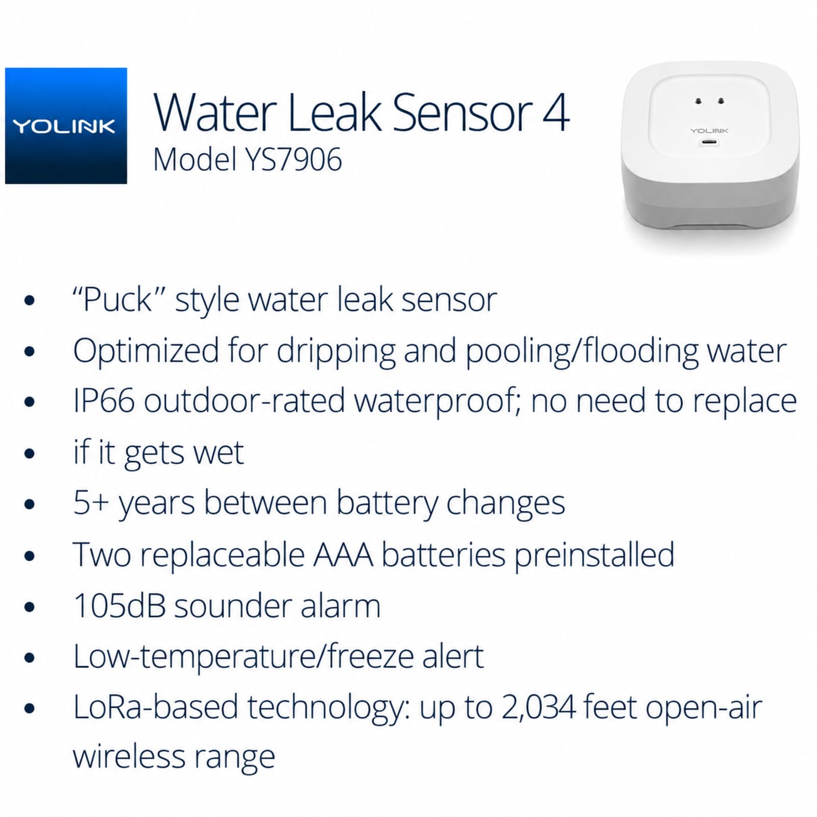 YoLink Water Leak Sensor Kit - 4 Pack with Alarm -8 YoLink Water Leak Sensor Kit - 4 Pack with Alarm -8