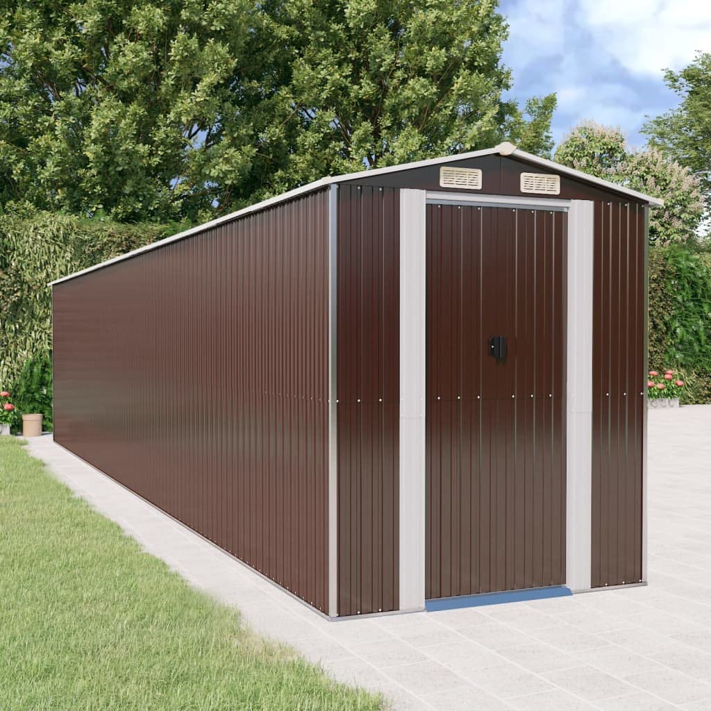 Caseta para herramientas, acero galvanizado, 192 x 938 x 223 cm, puerta corredera, con cerradura, resistente a la intemperie para herramientas, cortacésped, bicicleta y accesorios de jardín