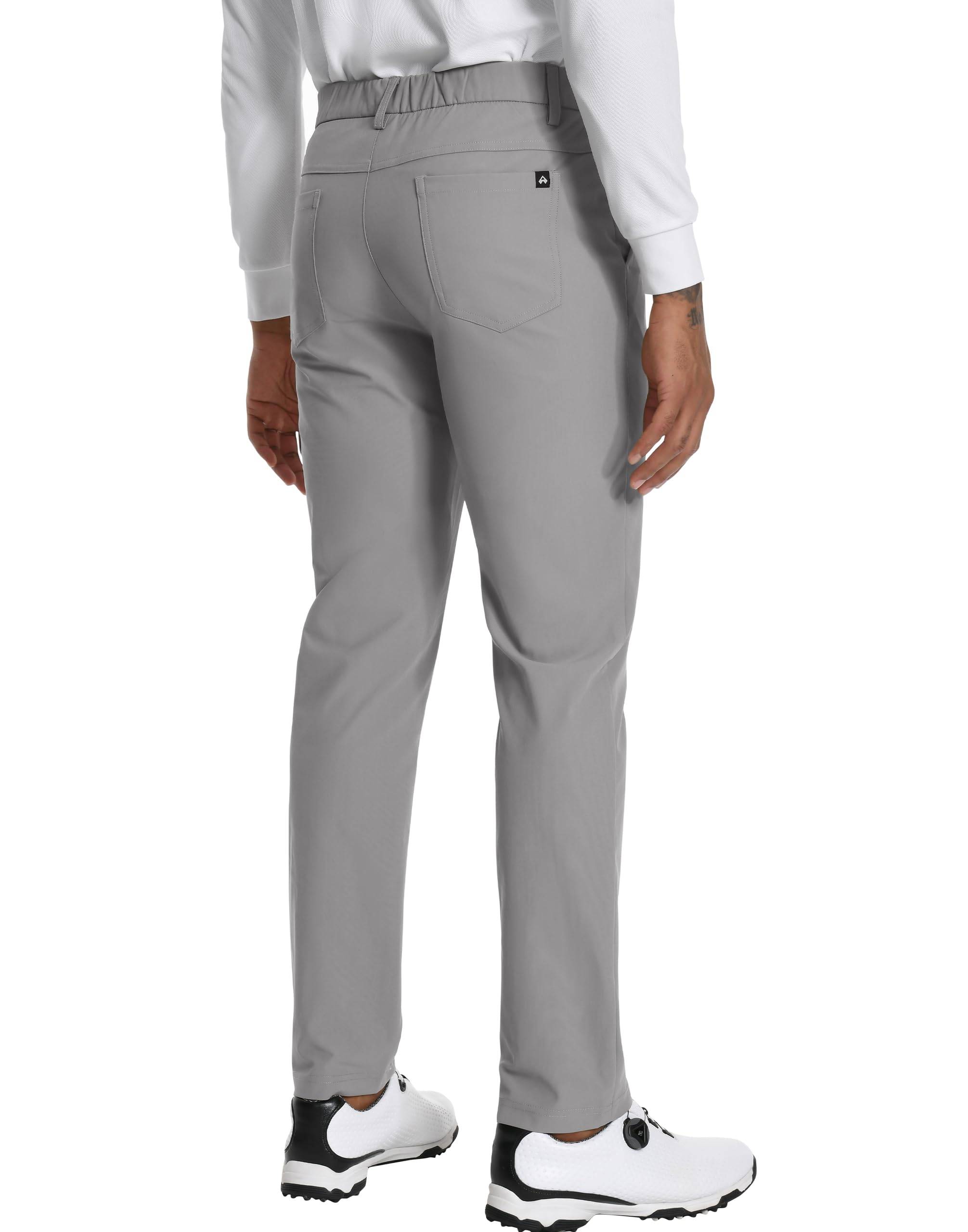 Pioneer Camp Pantaloni da golf da uomo, elasticizzati, traspiranti, lunghi, con elastico in vita e 3 tasche funzionali, grigio., 34 W/32 L