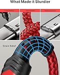 JSAUX USB C Cable, [2-Pack, 6.6FT] 3.1A Type C Cable Fast Charge, USB to USB C Braided Cord Compatible with iPhone 17 Pro Max/iPhone 16&15 Series, Samsung Galaxy S26 S25 S24 S23, PS5 Controller-Red