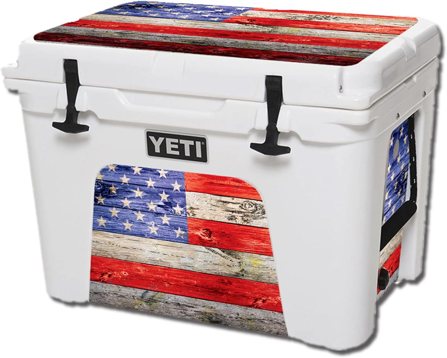 USATuff Vinyl Cooler Lid & Insert Kit Compatible with YETI | Easy Peel & Stick Application Cooler Skin Decal Wrap | Durable Pre-Cut Pieces | Made for Outdoor Use - USA Flag Color