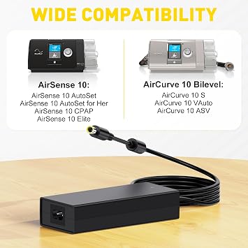 90W Car Charger Converter CPAP Power Cord for Resmed AirSense 10