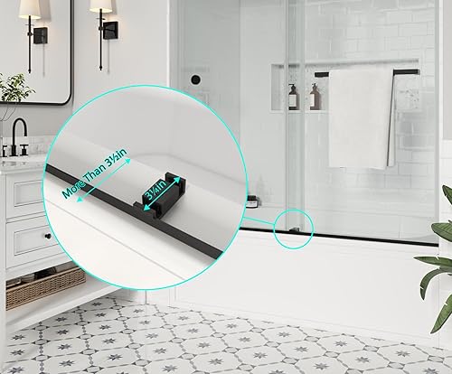 Miniatura 11 de Puerta de ducha sin marco, 56"-60" ancho x 79" H, ancho ajustable, certificado SGCC 3/8" (10 mm) vidrio templado transparente, puerta de ducha Mate