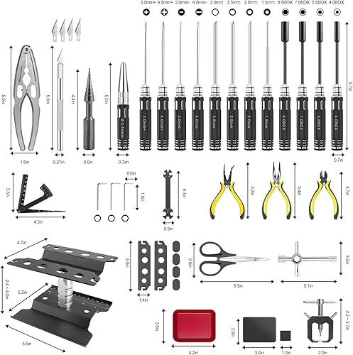 Miniatura 8 de RC Station Kit de herramientas RC 26 en 1 Kit de herramientas de coche RC Multi RC Herramientas Destornillador Alicates Set Plano, Phillips, Hex, RC
