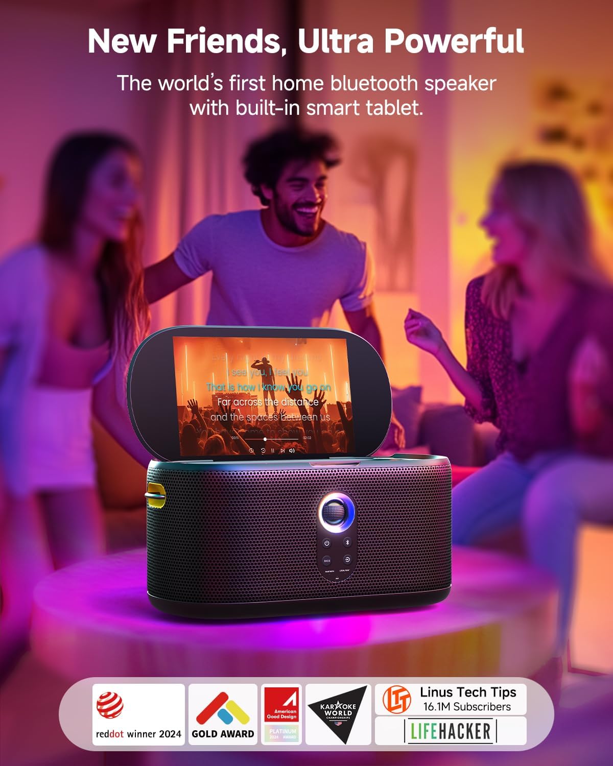 Ikarao Karaoke Machine for Adults, with Lyrics Display, Karaoke System for YouTube, 280W Speaker, Autotune & EQ, Connect to TV, Portable PA System with 2 Wireless Microphones for Home Outdoor Party - Image 2