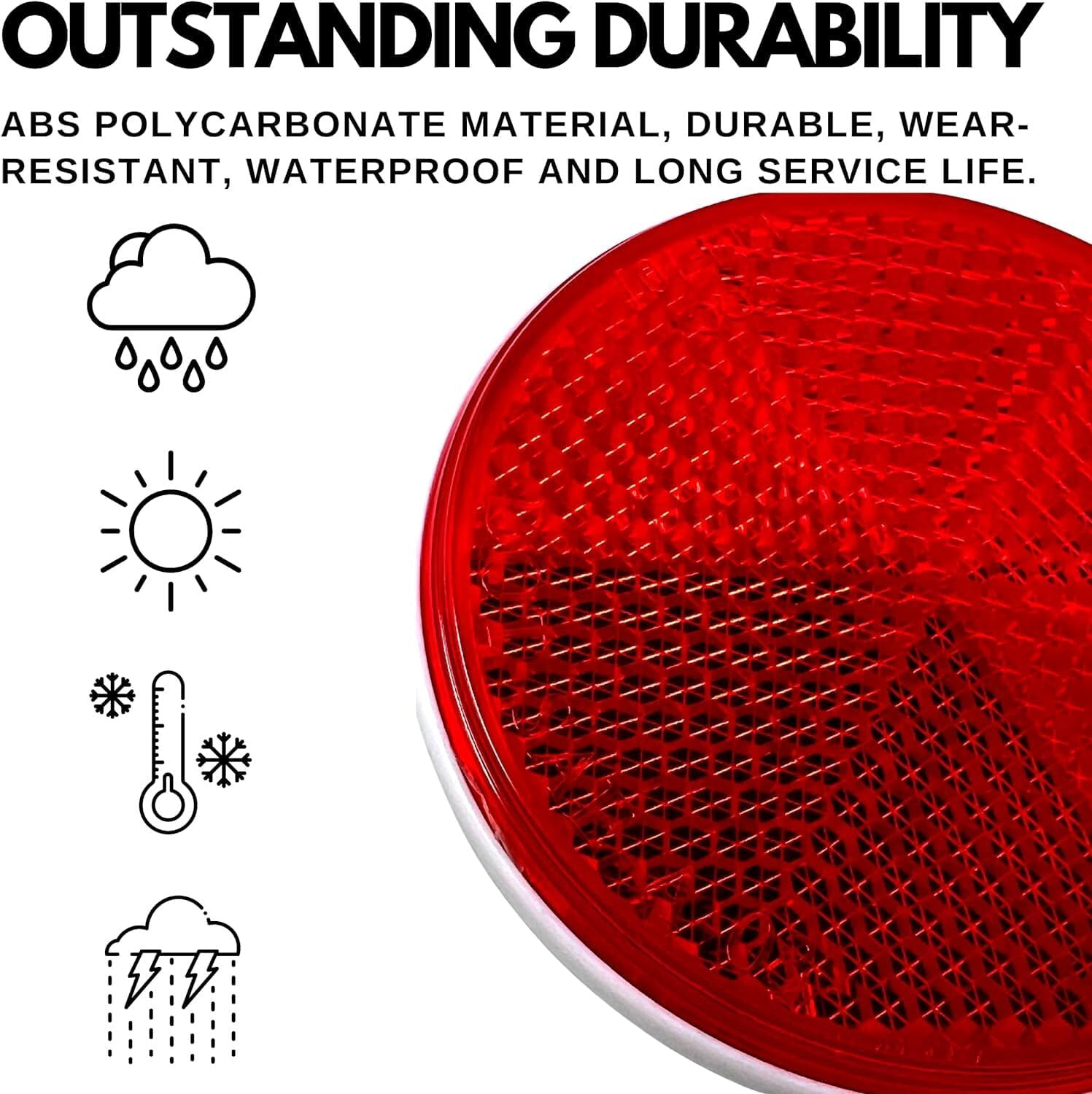 All Star Truck Parts [10x Red 2" Inch Round Reflector Bike Trailer Truck Boat Mailbox Construction Equipment SUV RV Camper Safety Industrial Fence Gate Posts Drivway Super Strong Adhesive DOT/SAE