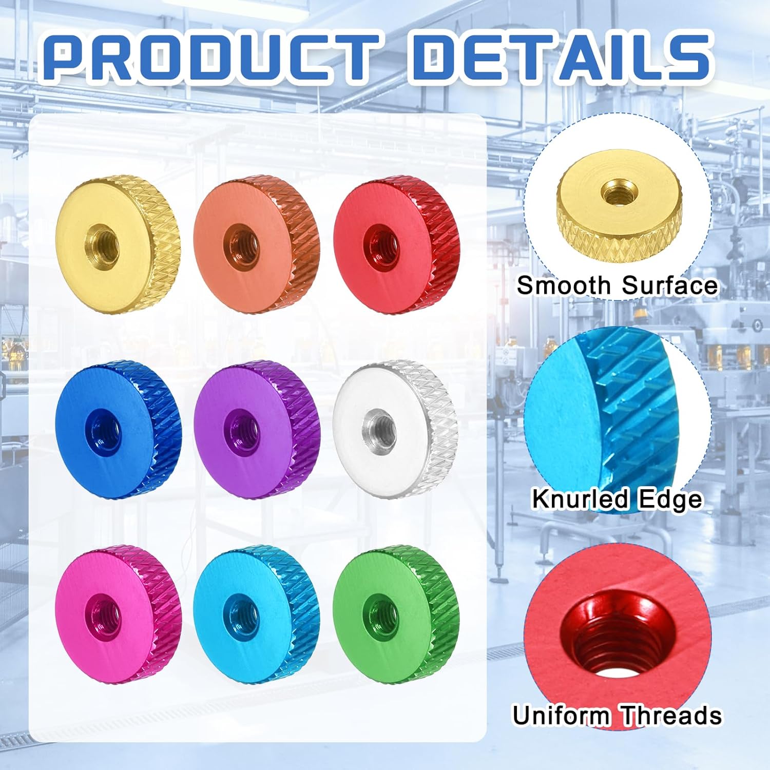 Pack of 4 Aluminium Alloy Knurled Nuts M4 x 14 x 4 mm, Flat Knurled Nut Metal Handle Nut Thread Adapter for Electronic Devices Industrial Machine Assembly, Blue