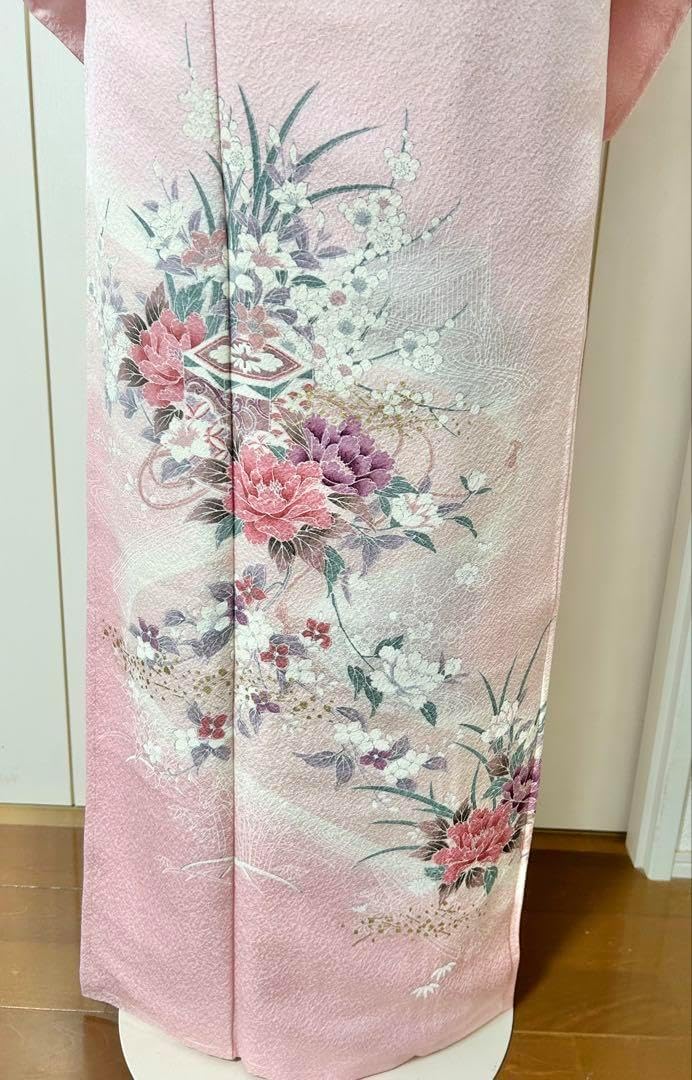 七五三 3歳用 Sサイズ祝帯ハコセコセット16 若草色に梅柄 七五三 結び