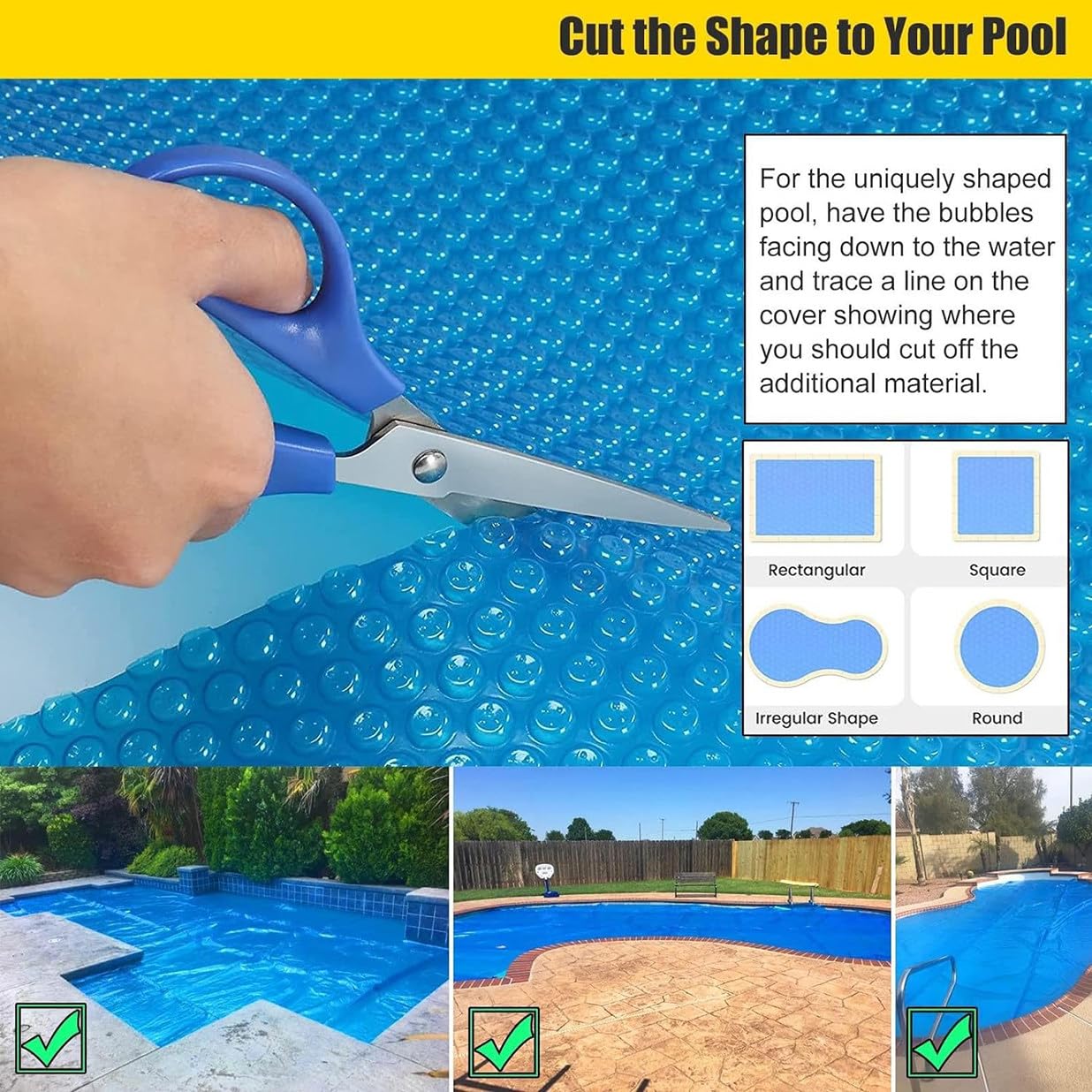 Cubierta De Piscina Con Aislamiento Solar, Cubierta De Piscina Rectangular De Lona Solar En Jardín Y Exteriores, Manta Flotante Para Jacuzzi, Cubierta De Spa Flotante De Corte Libre,2x2m/6x6ft