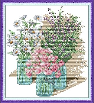 CROSSDECOR Stamped Cross Stitch Set for Adults 14CT Counted Cross Stitch Kit for Beginners DIY Embroidery Kits for Entrance Livingroom Bedroom Decoration