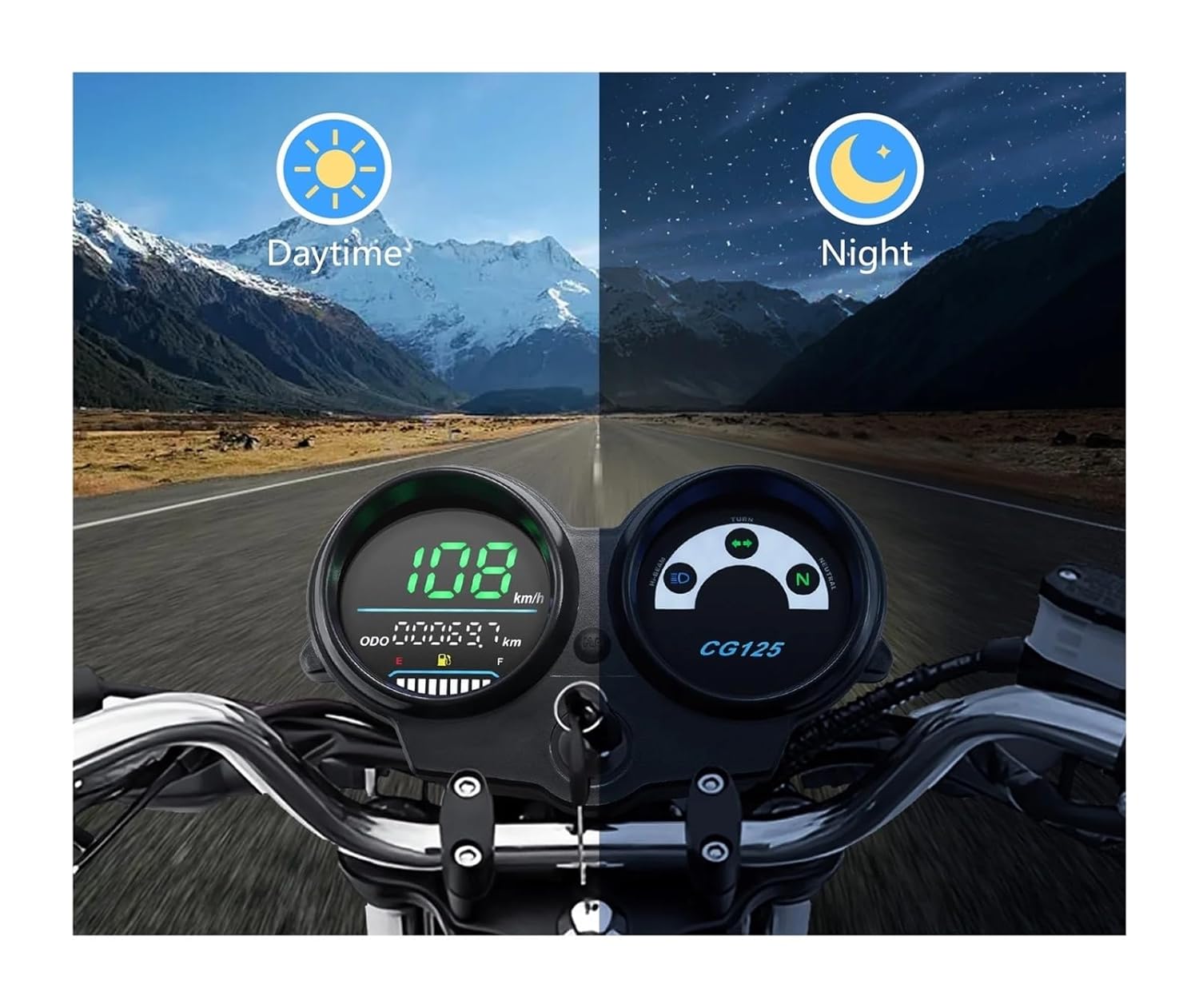 やま オートバイの走行距離計 ユニバーサルオートバイデジタルメーター