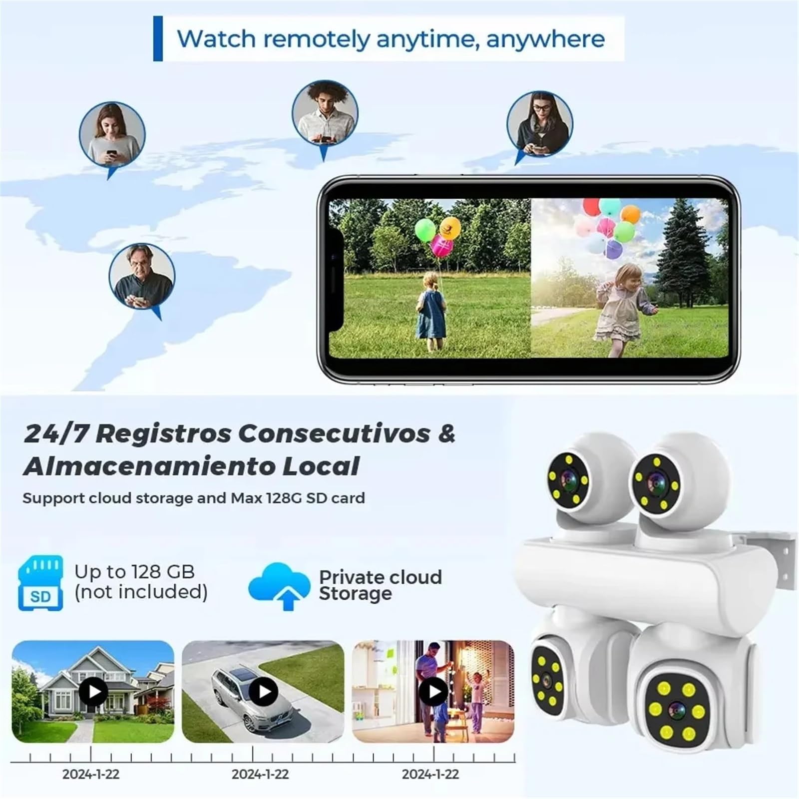 Jaxcam 20MP 10X ZOOM Kamera z czterema obiektywami WIFI IP CCTV Cztery PTZ Zewnętrzny wodoodporny dwukierunkowy domofon Motion Track Kamera ICAM365(20MP WIFI No Card)
