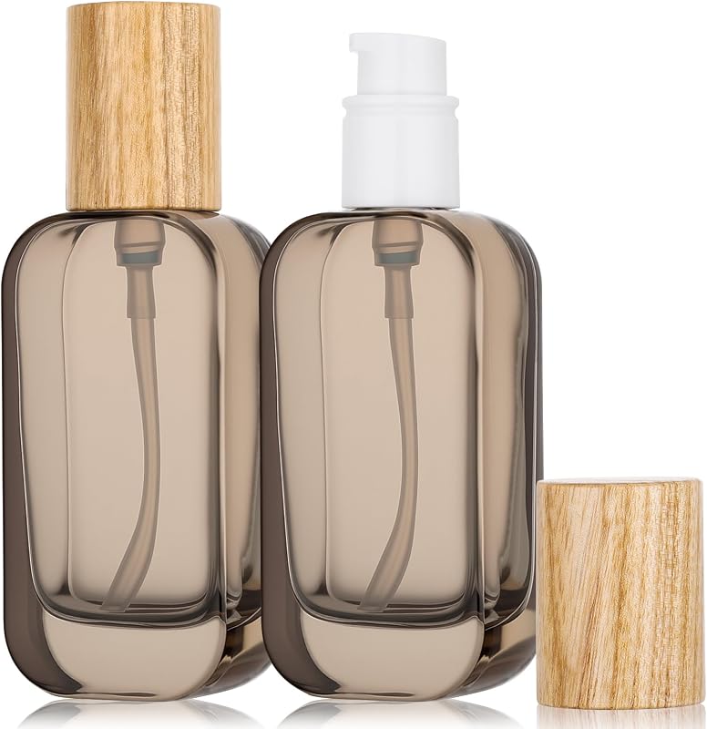 Segbeauty Frascos de Vidro Recarregáveis com Bomba, 50 mL, Preto, Pacote com 2