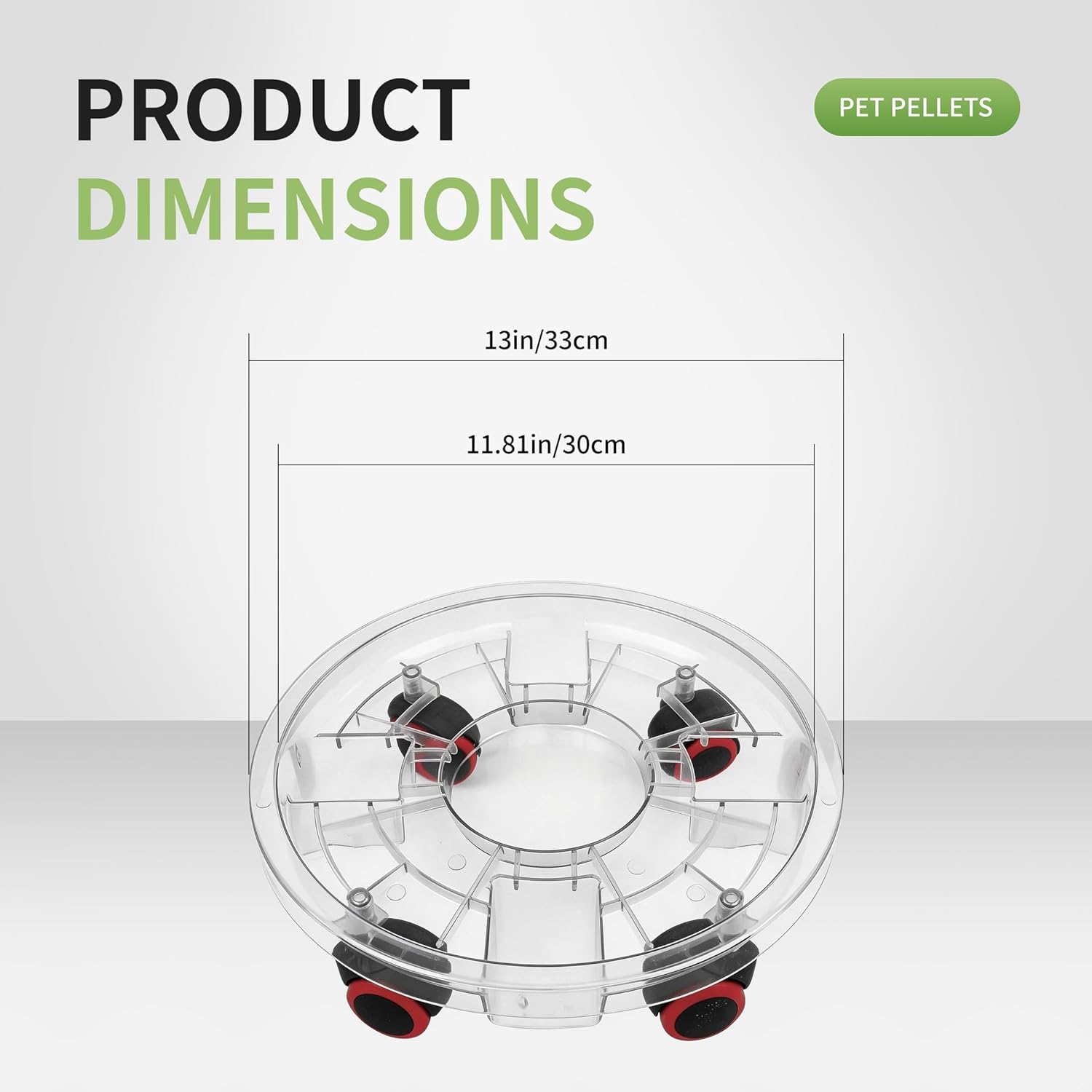 8-Pack 13 Inch Plant Caddy on Wheels, Heavy Duty Clear Plastic Rolling Plant Stands, Universal Planter Dolly with Caster Wheels for Indoor Outdoor Use