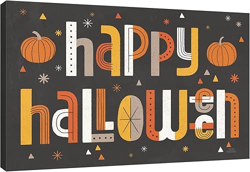 Jaxson Rea "Retro Halloween I Black Gallery Wrapped Canvas by Laura Marshall, 15" x 10"