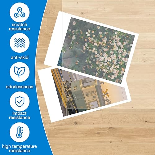 Miniatura 68 de Placoot Tapete para silla de oficina para suelos de madera, superficie de pana de 55 x 35 pulgadas, tapete para silla de computadora, tapete
