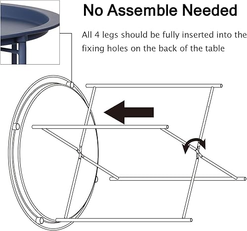 Vista 29 de VECELO Mesa auxiliar/auxiliar, plegable, redonda, de metal, antioxidante, impermeable, para exteriores o interiores, bandeja para sala de estar