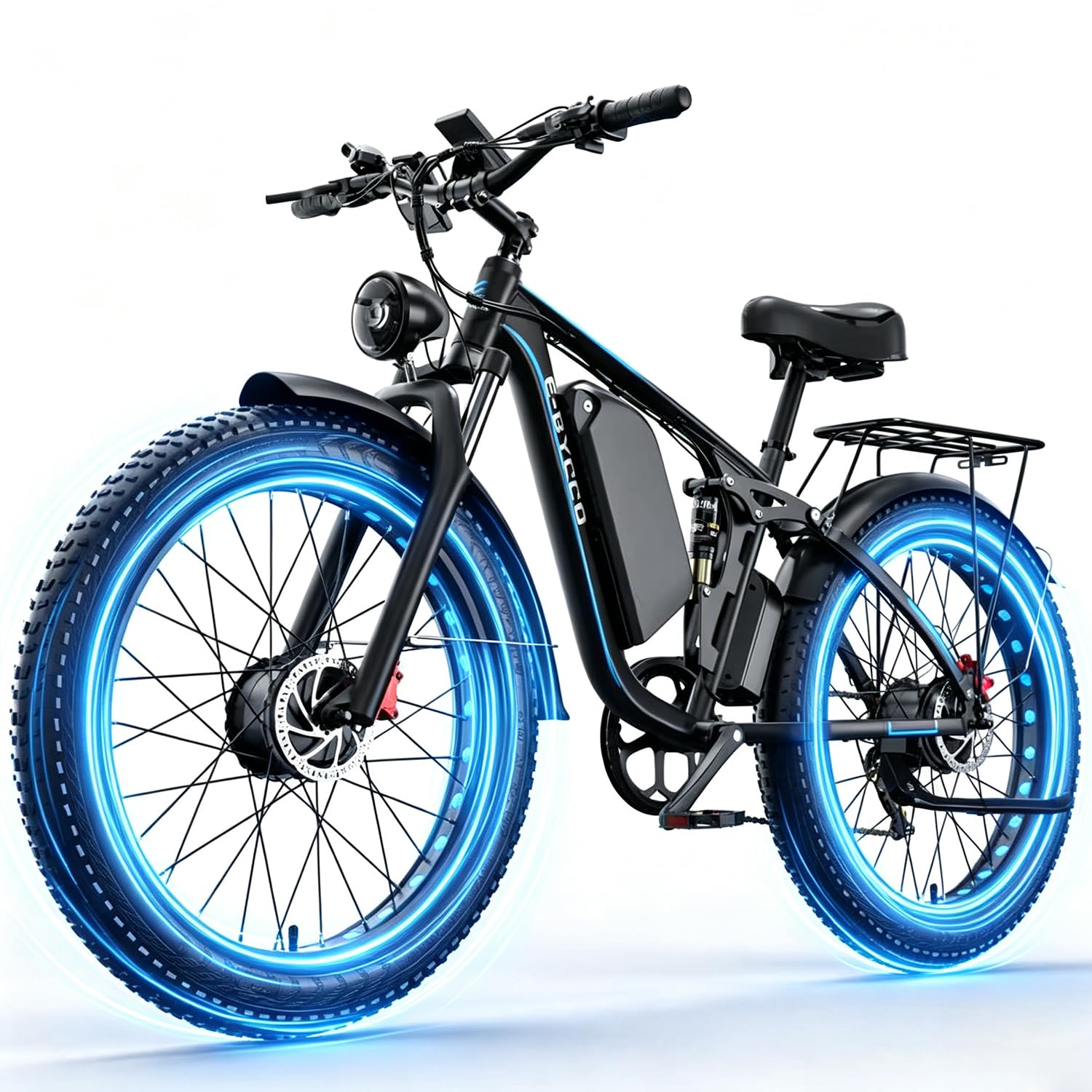 Bicicleta eléctrica para adultos EB7PRO, batería extraíble de 23 Ah, doble motor de 52 V, neumáticos de 26 x 4 pulgadas para moto de montaña, nieve, lanzadera, bicicleta todo terreno, freno de disco.