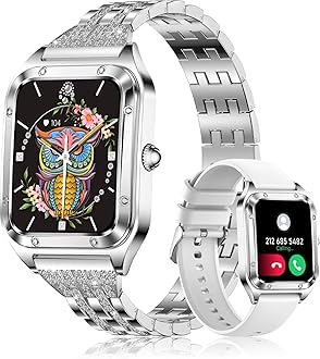 Smart Watches for Women(Answer/Make Call), 1.59" HD Luxury Watchs with Fitness Tracker/AI Voice Control/100+ Sport Modes/IP68 Waterproof /Heart Rate Sleep Monitor/ for Android iOS, Silver(2 Strap)