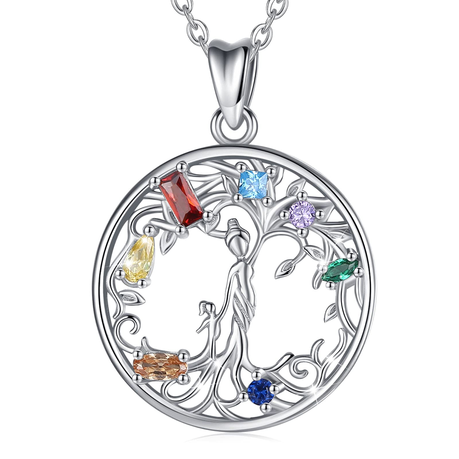 EUDORA Harmony Ball Collana Albero della Vita per Donna Argento Sterling 925 Cubic Zirconia Ciondolo Albero Madre Gioielli Regalo per Ragazza Madre Figlia Moglie, Catena 45 cm
