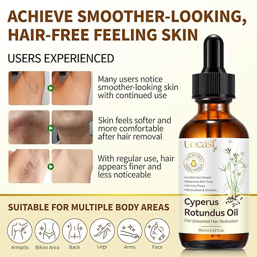 Miniatura 5 de Cyperus Rotundus - Aceite para depilación, paquete de 3, inhibidor natural del cabello para mujeres y hombres, alivia la piel después de depilarse y