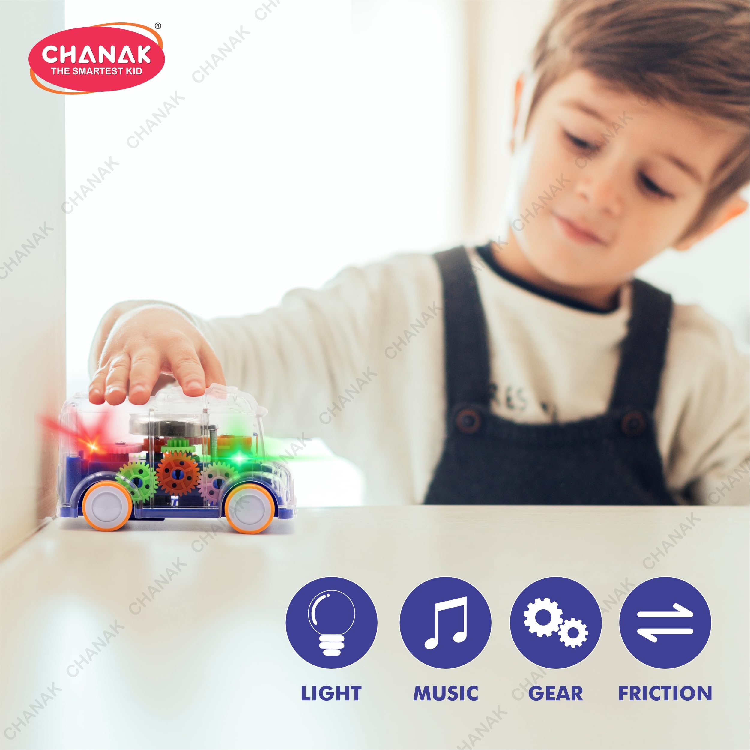 Chanak Transparent Gear Bus for Kids, Mini School Bus with Tinkling Sound and Light Toy for Kids Above 3 Years, BIS Approved (Dark Blue) 3
