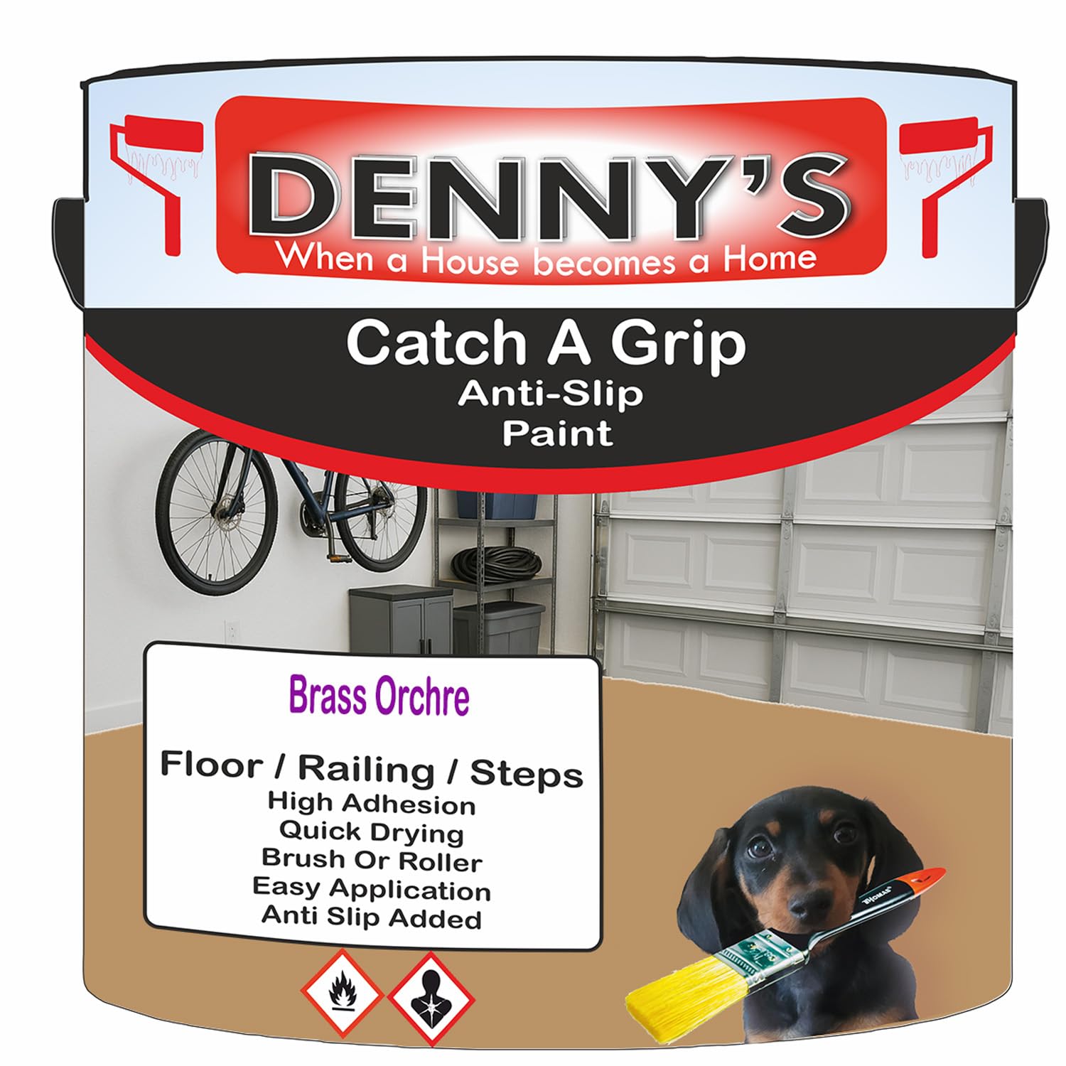Catch A Grip Anti Slip Floor Paint – Non Slip Coating for Steps, Railings & Garages – 170 Colours, High Adhesion, Quick Dry, Multiple Sizes (Brass Orchre, 2.5 Litre Tin)