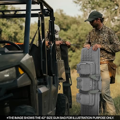 Miniatura 3 de Madog - Bolsa doble para rifle de 42 pulgadas, funda suave para pistola táctica larga y portátil, para disparar, caza, transporte, gris