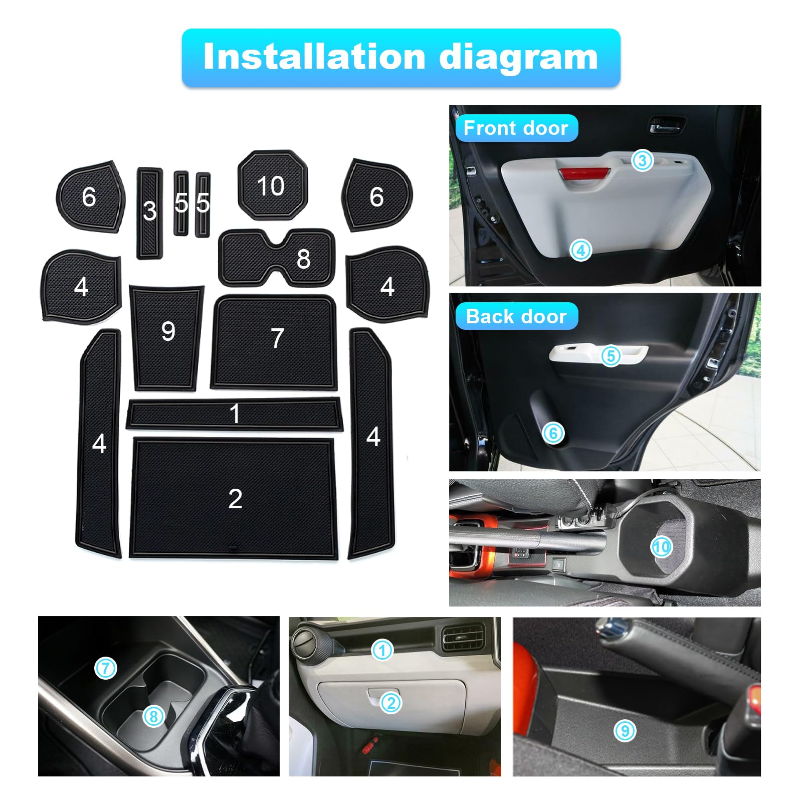 GAFAT Suzuki Ignis 2017-2023 2024 Tappetini Antiscivolo