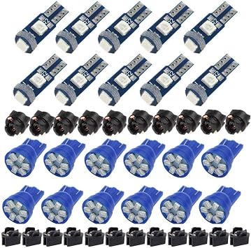Blue T5 2721 37 74 Wedge Led Bulb PC74 And T10 194 168 PC194 PC195 PC161 PC158 With Twist Lock Socket Dashboard Cluster Lights