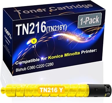 1-Pack Yellow Compatible High Yield TN216 TN-216 TN216Y Printer Toner Cartridge use for Konica Minolta Bizhub C360 C220 C280 Printers