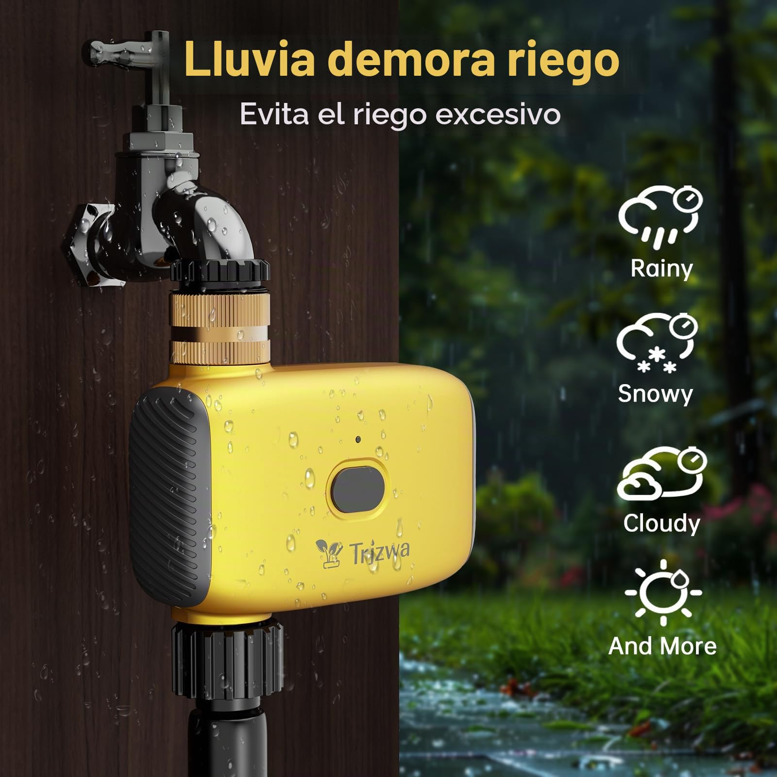 Temporizador de Riego WiFi, con Concentrador WiFi para Control Remoto, para Jardín, Invernadero,Césped, Inteligente WiFi Sistema de Riego, con Entrada de Latón