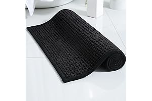 Lukinbox Washable Black Chenille Bathmat for Bathroom Floor & Shower [24x16]