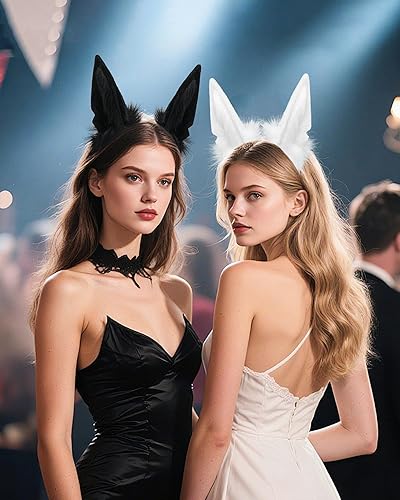 Miniatura 4 de Orejas de conejo hechas a mano para mujeres y hombres, disfraz de cosplay, accesorios de cabeza lindos para Halloween