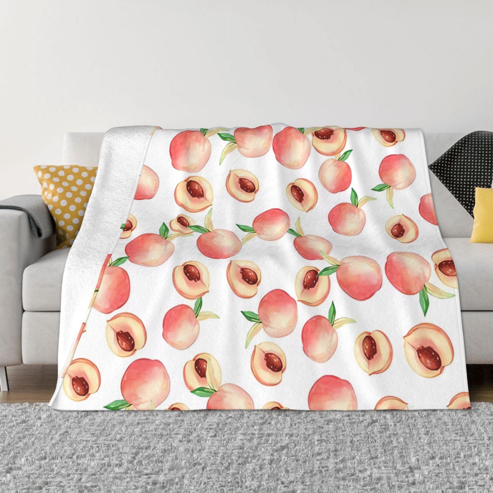 Couverture polaire en flanelle rose pêche 203x152 cm pour lit et canapé