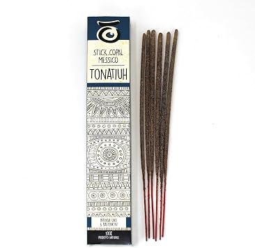 PALOSANTO - Copal Natural Incense Sticks - Tonatiuh - 100% Natural Copal Resin from Mexico - Relaxing Incense Stick for Meditation - Intense Aroma - 6 Sticks