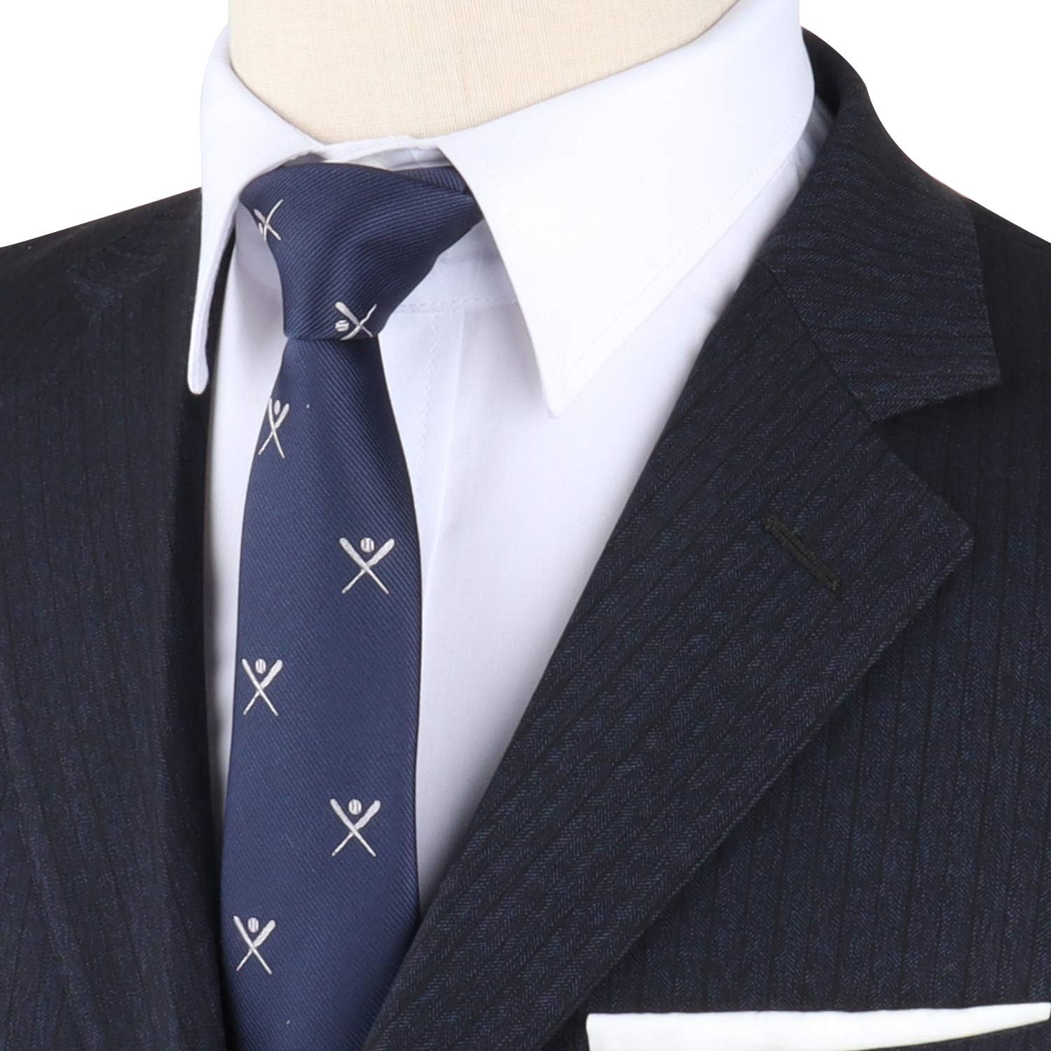 AUSCUFFLINKS Crossed Baseball Sports Lover Neckties for Men | Woven Skinny Neck Ties | Present for Work Colleague | Bday Present for Guys (CROSS BASEBALL)