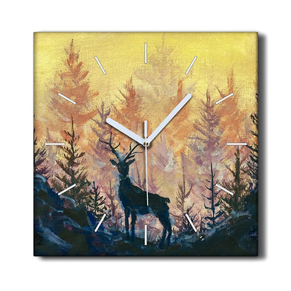Horloge Murale cerf de la forêt silencieuse pour salon nature 30x30