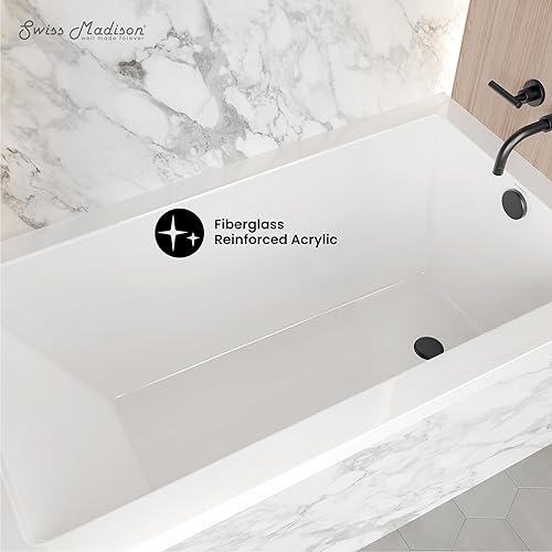 Miniatura 28 de Swiss Madison Well Made Forever SM-DB561 Voltaire - Bañera acrílica de drenaje para zurdos de 48 x 32 pulgadas, 48 x 32 pulgadas, color blanco