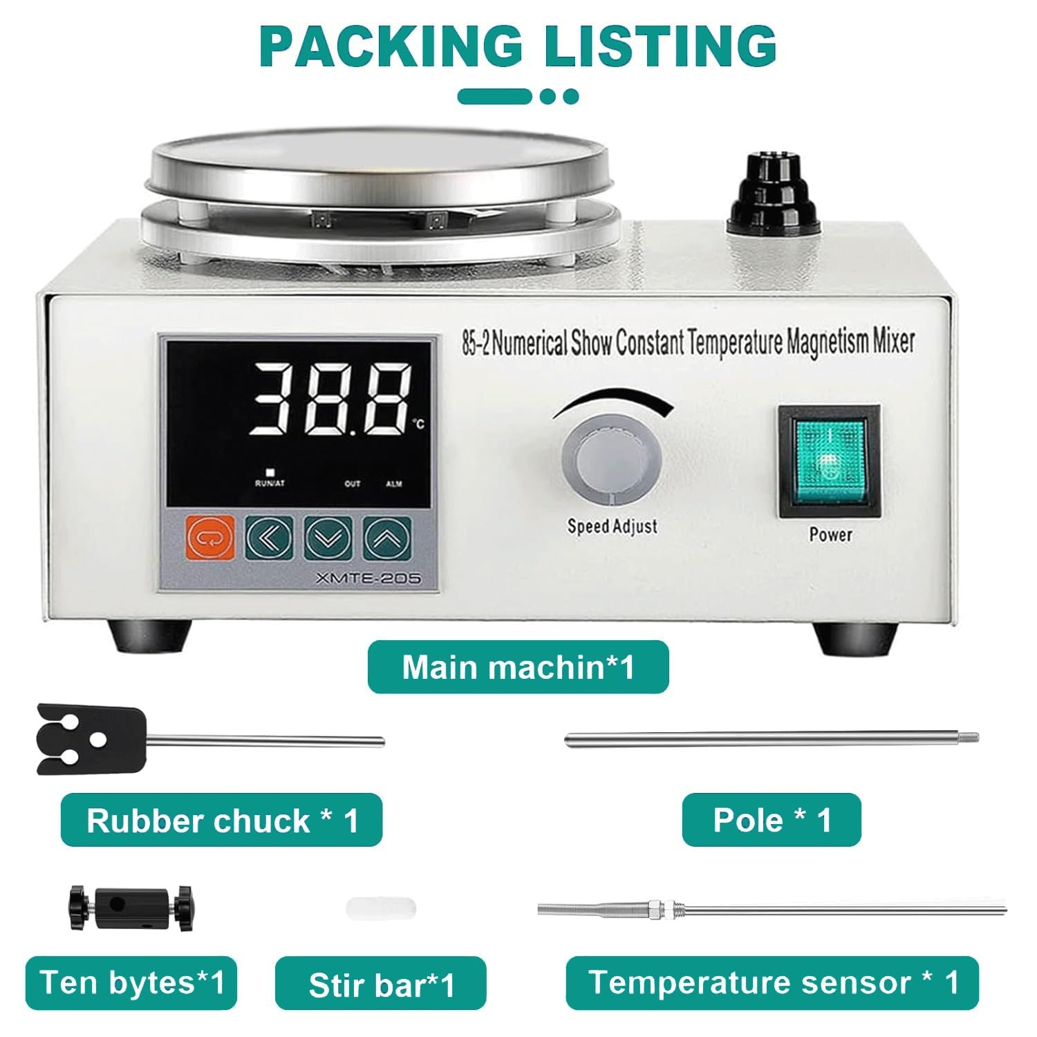Agitador Magnético - Agitador Magnético Con Calefacción Y Pantalla Digital, 1500 RPM, Varilla De Agitación De PTFE | Para Uso En Laboratorio, Química Y Medicina