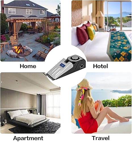 Miniatura 6 de Tope de puerta portátil 2 en 1, alarma de seguridad de cuña para piso, alarma de seguridad ruidosa de 120 db, alarma de parada de puerta para