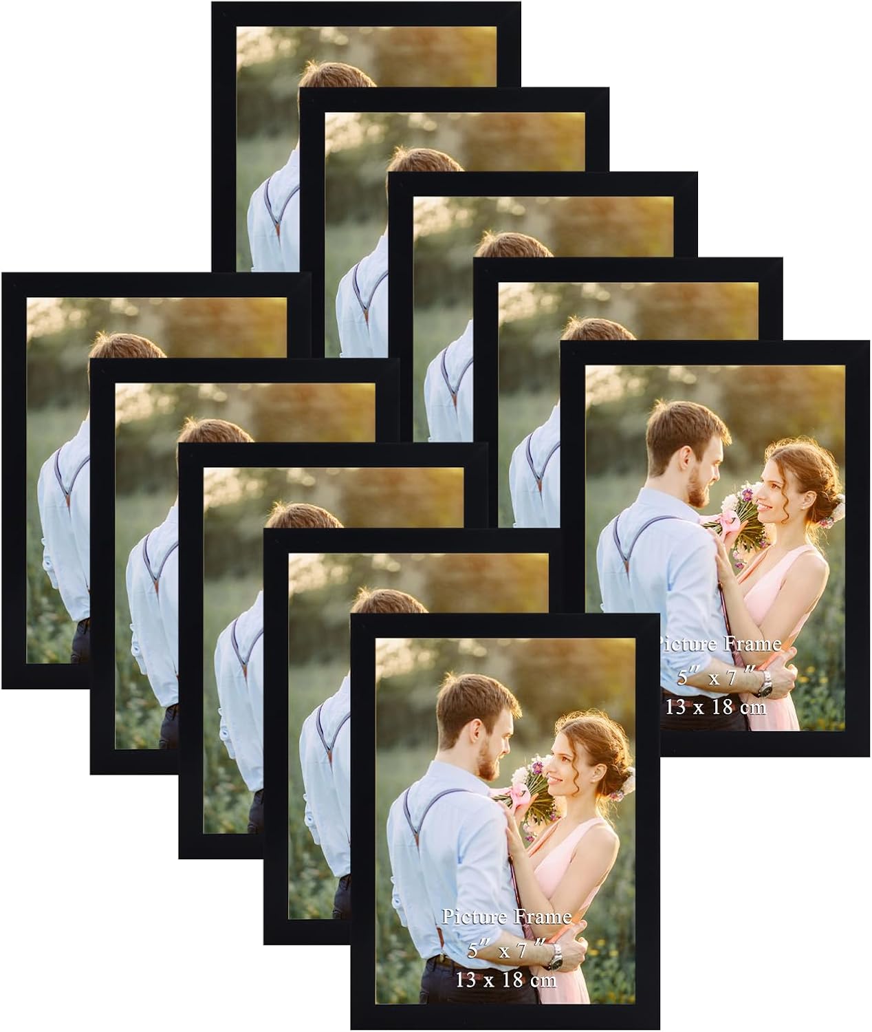 Hoikwo Multi 4x6 Photo Frames Set of 10, Black 4x6 Frames with Various Mats Colors, 5x7 Without